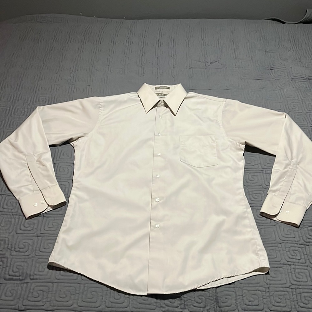 Van Heusen Dress Shirt Beige Size 15 1/2 ~ 34/35